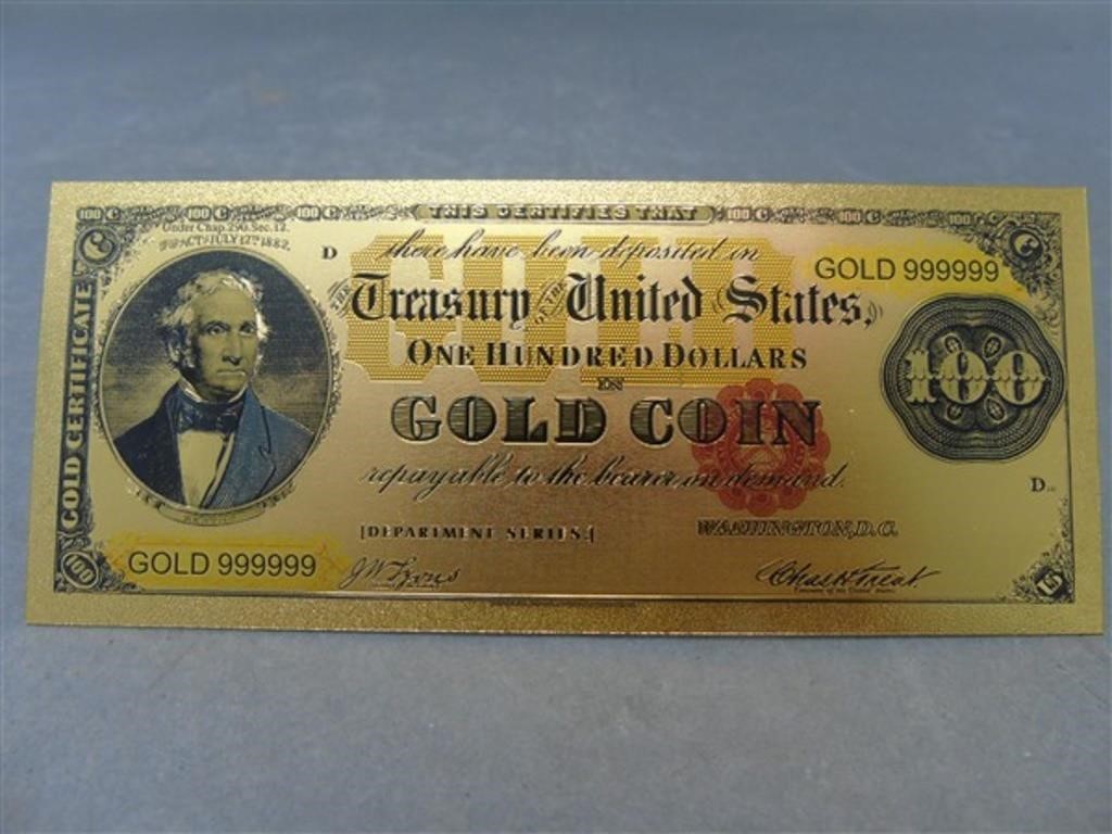 $100 Gold Foil Currency Replica