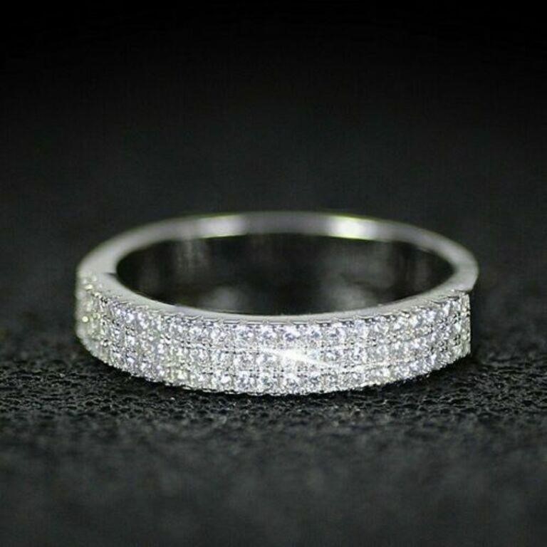 Gorgeous Women 925 Silver Plated Ring Round Cut