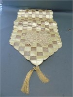 Gold Colored Checker Board Pattern Table Runner