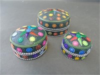 Nesting Handicraft Round Trinket Boxes