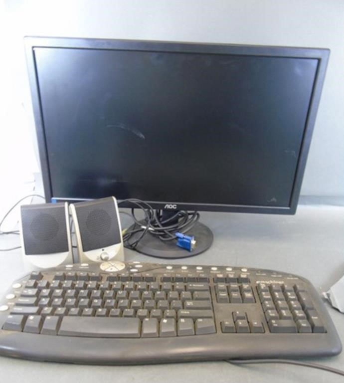Computer Monitor, Keyboard, and Speakers