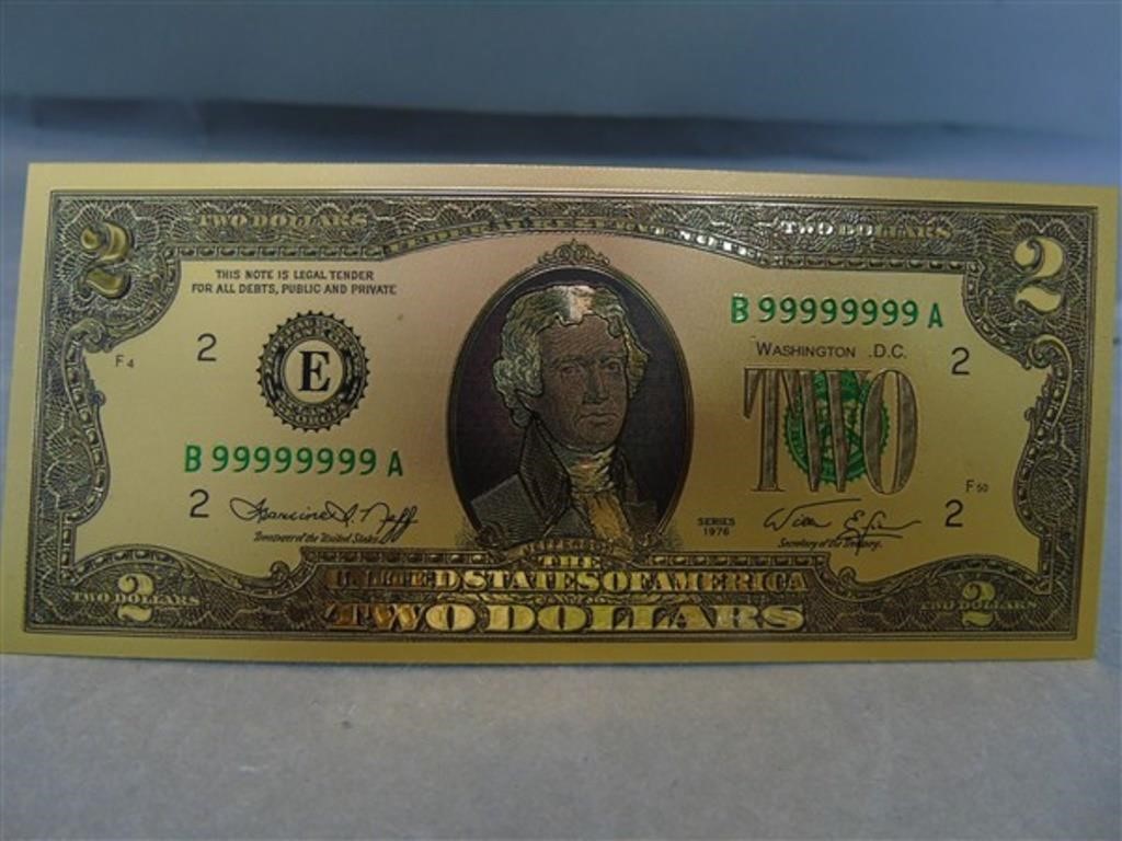 $2 Gold Foil Currency