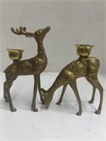 Vintage Brass Deer Candle Holders