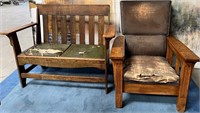 337 - VINTAGE WOODEN BENCH & CHAIR