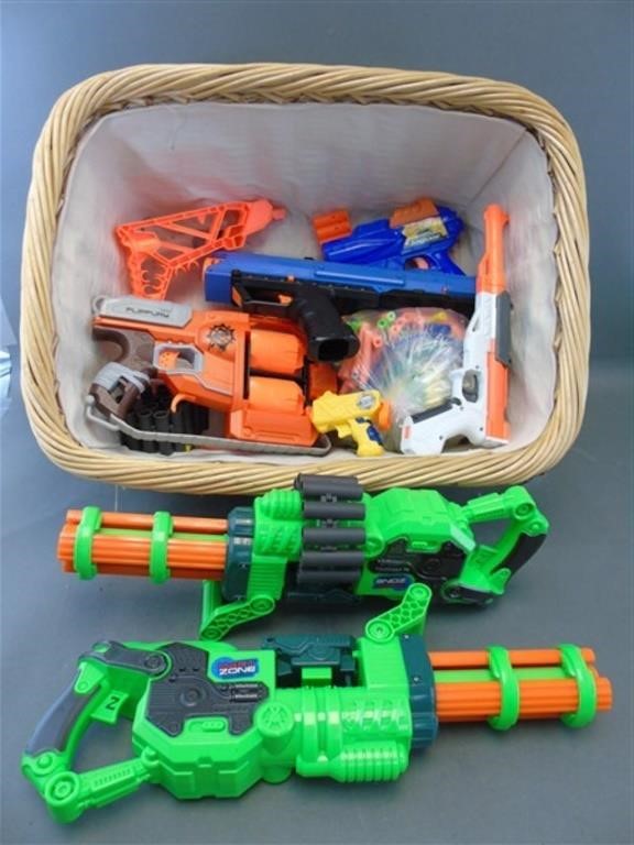 Assortment of Nerf Guns and Bullets