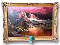 Gilt Wood Frame Vtg. Seascape Oil Painting Signed