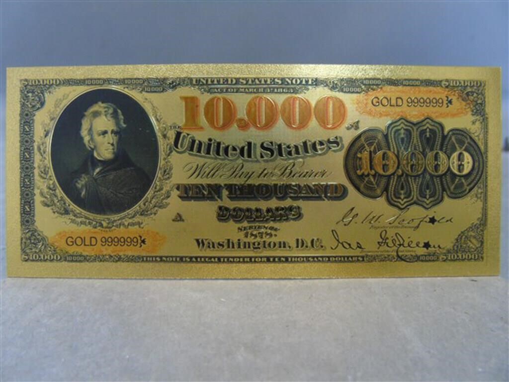 $10,000 Gold Foil Currency Replica, 1878