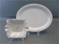 Buffalo China Plate and Pickard China Ashtray