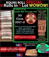 THIS AUCTION ONLY! BU Shotgun Lincoln 1c roll, 201