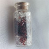 Garnet Gemstone Chips in Glass Bottle - Cork Top