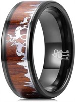 $37  8mm Tungsten Men's Band, Viking Wood Ring 10.