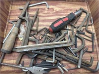 Mixed Box of Tools Allen Wrenches Chisel Drill Bit