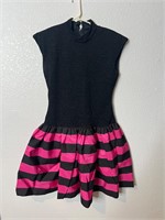 Vintage 80s Solid Striped 1 Piece Dress