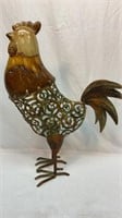 Metal rooster with ceramic head