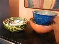2 Sets of Bowls 1 Plastic & 1 Pottery - Has Chips