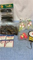 Fishing scale, bobbers, worms, hooks