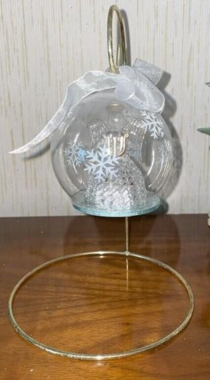 Blown Crystal Angel Inside Ornament & Stand