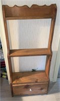 Large Handmade Pine Hanging Shelf w/1 Drawer