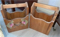 (2) Handcrafted Wood Boxes, Applied Floral/Bird
