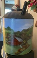 Decorative Hand Painted Farm Scene Metal Gas Can