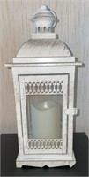 Decorative White Lantern w Battery Powered Candle