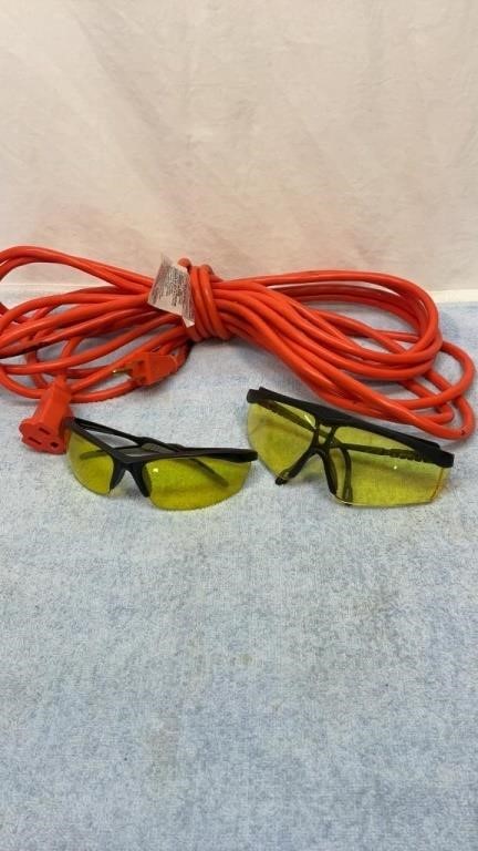 Extension cord and safety glasses