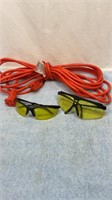 Extension cord and safety glasses