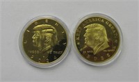 (2) 24k Plated Trump Coins