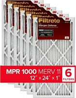 W8460  Filtrete 12x24x1 Air Filter, MERV 11, 6-Pac