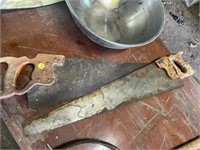 2 old hand saws