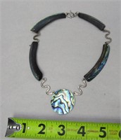 925 Silver & Abalone Shell 15" Necklace