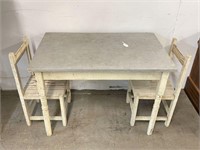 Vintage Wood & Metal Child's Table & Chairs