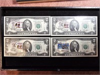 1976 $2 Fed Res Consecutive #s/Stamps (4)