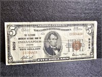 1929 $5 National Currency - Indianapolis, IN