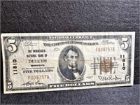 1929 $5 National Currency - Duluth, MN