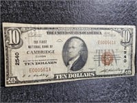 1929 $10 National Currency - Cambridge, IL