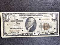 1929 $10 Federal Reserve - St. Louis, MO
