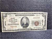 1929 $20 National Currency - Nashville, TN