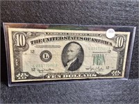 1950 Fed. Reserve Ten-Dollar - Wide Green Seal