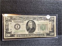 1934 Fed. Reserve Twenty-Dollar - Mpls vivid green