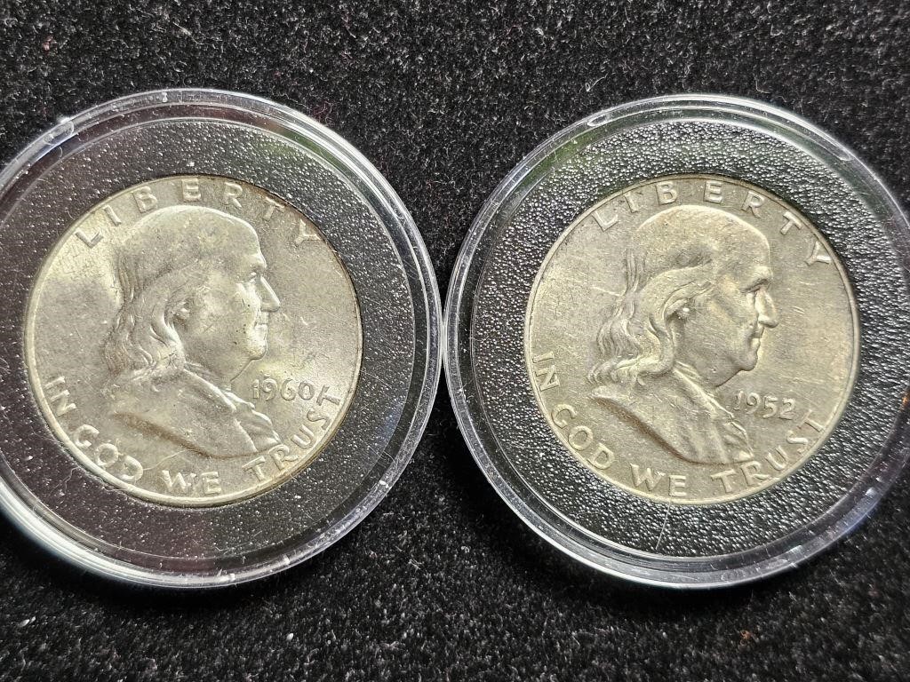 1952D & 1960 Ben Franklin Half Dollars (2)