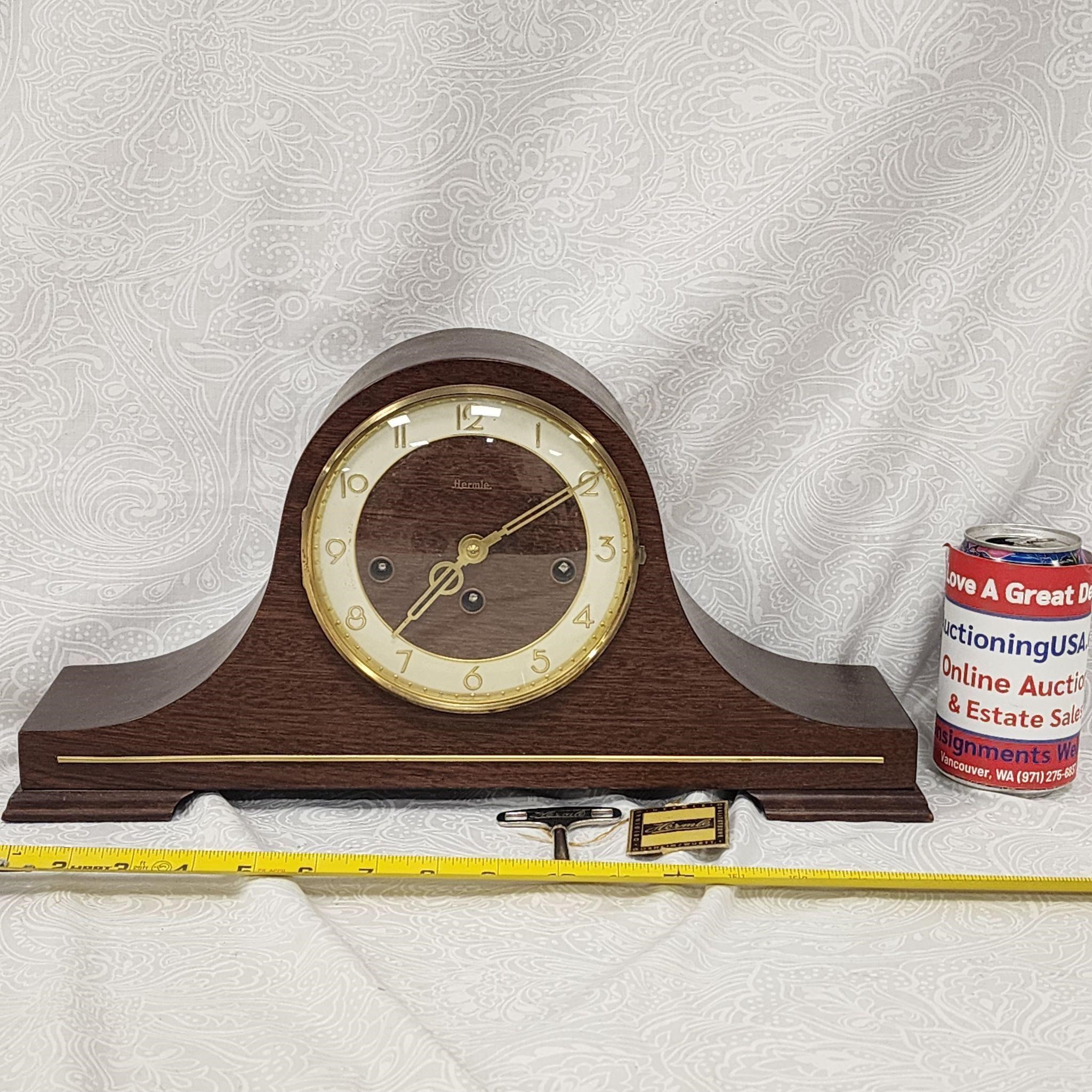 Germany Hermle 1930's 1940's Mantle Clock & Key