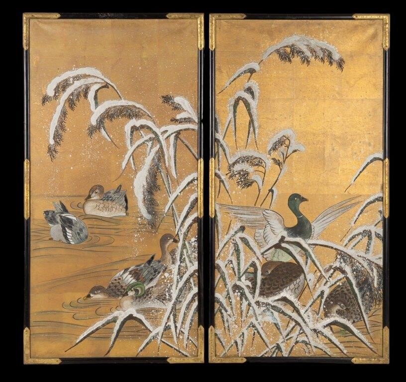 Asian Framed Waterfowl Paintings (2)