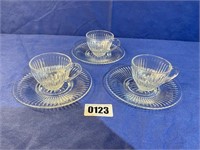 Tea/Desert Set, 3 Cups & Plates, 7" Plates