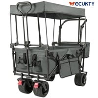 E4367  VECUKTY Beach Wagon Cart with Canopy, Gray