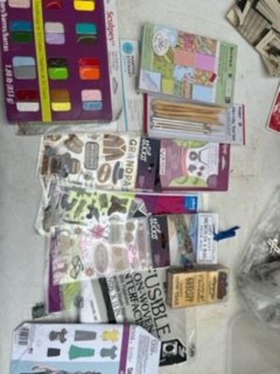 Lot of crafting, clay, stickers, paper, tolls