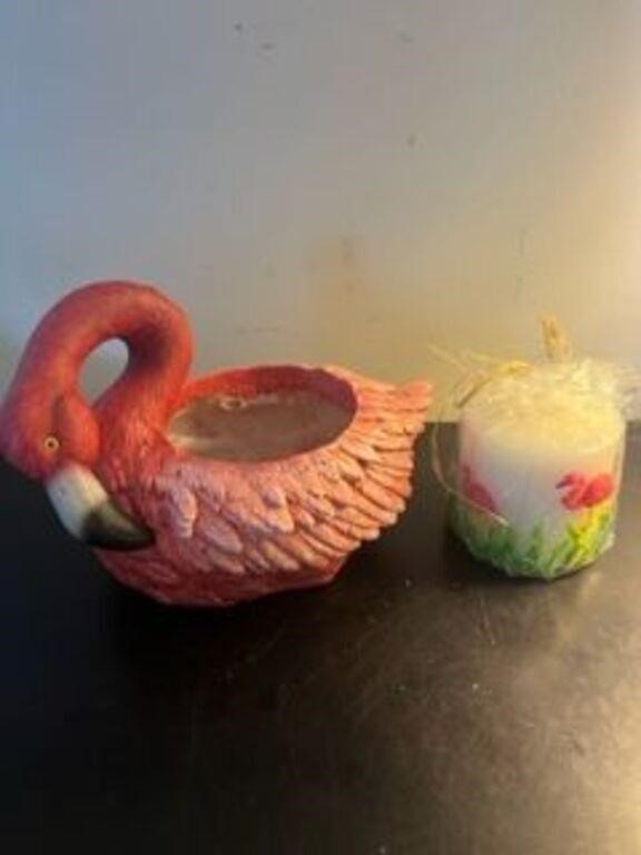 Flamingo planter and candle