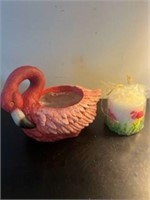 Flamingo planter and candle