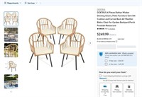 B9569  DEXTRUS Rattan Wicker Dinning Chairs 4 Pc