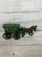 Cast iron US mail horse carriage